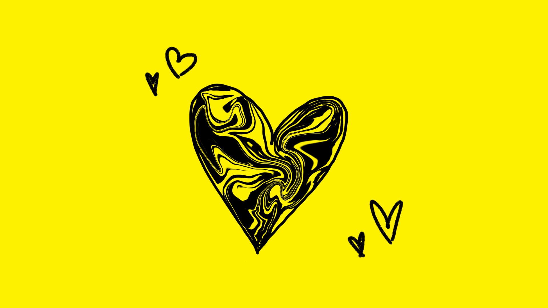 Czarne serce na żółtym tle