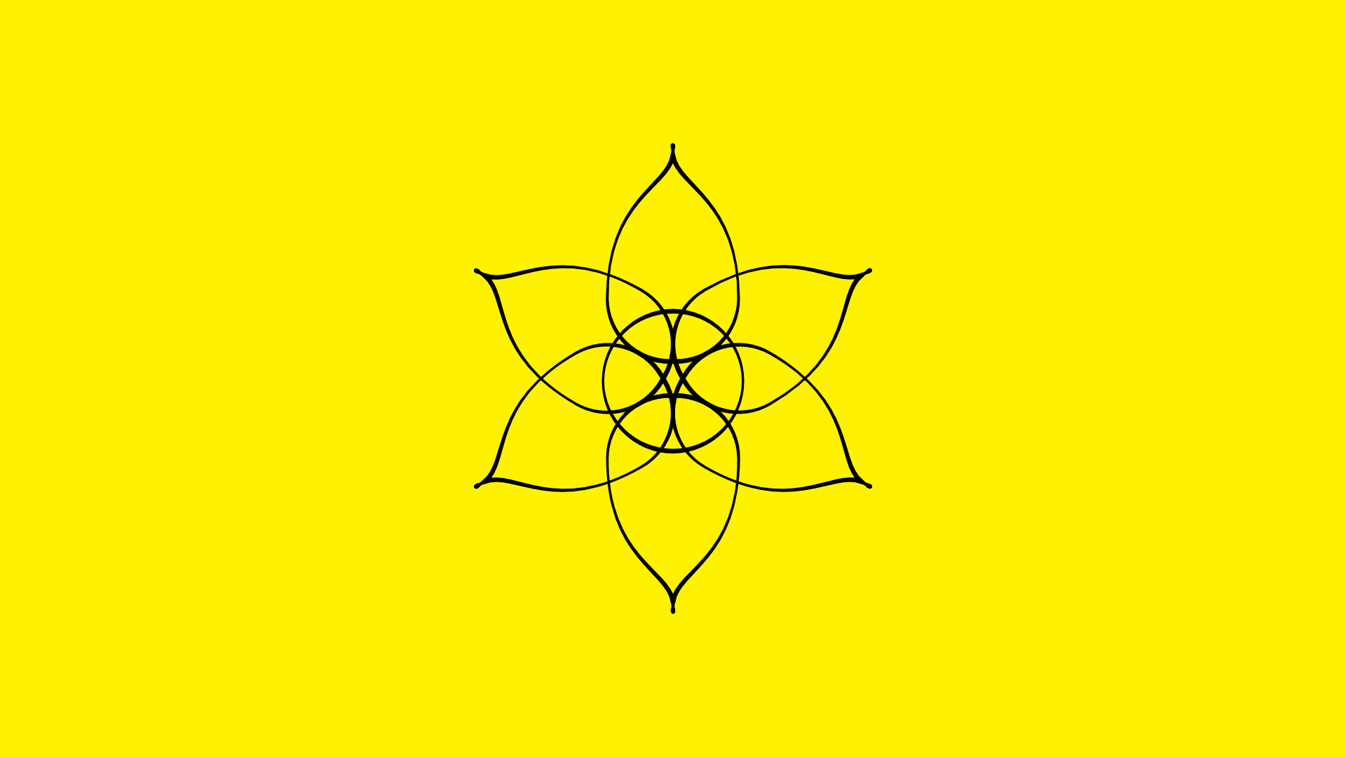 Czarna abstrakcyjna ilustracja narcyza na żółtym tle
